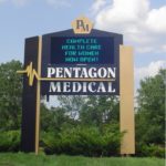 Large Pentagon Medical sign with digital display